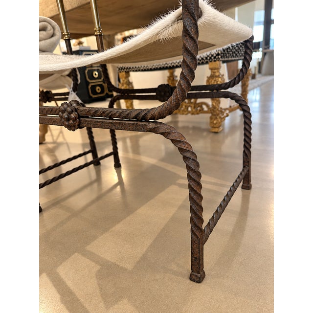 Rustic European Pair of Vintage Hide Stools For Sale - Image 3 of 6