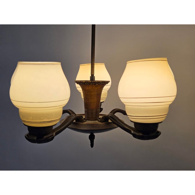 Mid-Century Modern Glass Ceiling Lamp Model 1376 by Paavo Tynell for Oy Taito Ab, 1930s For Sale - Image 3 of 18
