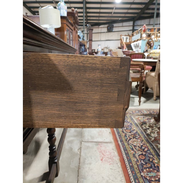 Brown Early 20th Century Jacobean Revival Oak Server Console For Sale - Image 8 of 11