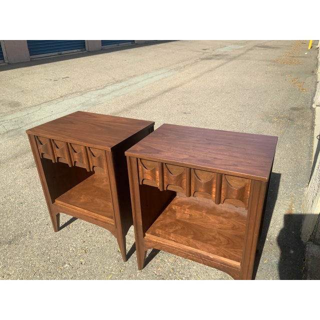 Mid Century Solid Walnut Nightstands - Pair For Sale - Image 9 of 10
