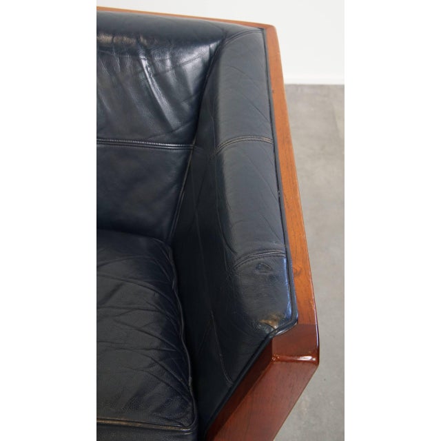 Art Deco Sofa in Woodwork and Dark Blue Cowhide from Schuitema For Sale - Image 10 of 18
