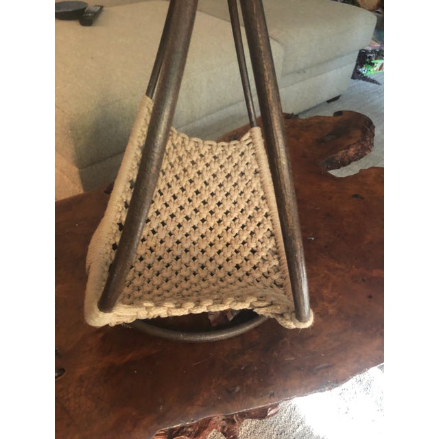 Wood Mid-Century Modern Macramé Wood Magazine Rack For Sale - Image 7 of 10