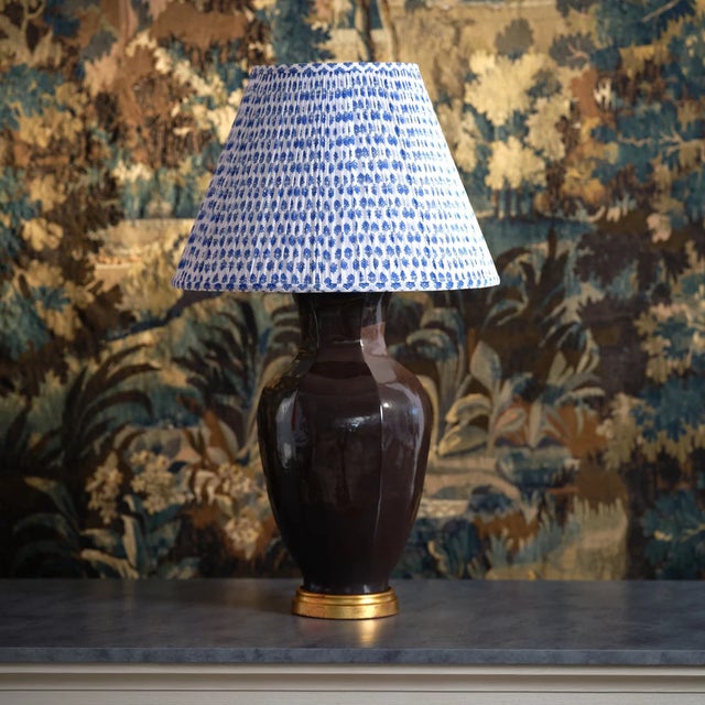 Transitional Bunny Williams Home Wild Ginger Blue Lampshade (15" Base) For Sale - Image 3 of 3