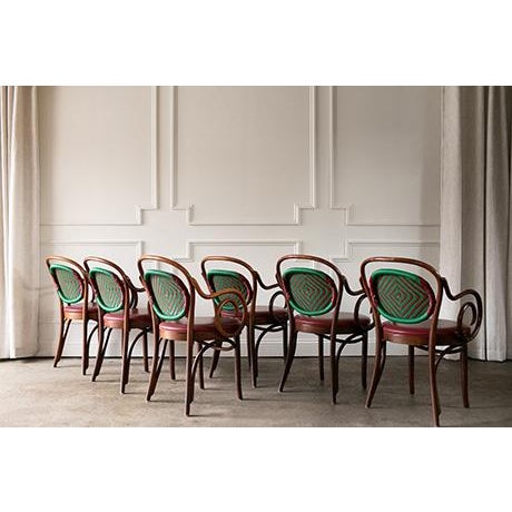 Wood Vintage Cafe Armchairs by Shelby Williams Industries in the Style of Micheal Thonet , Set of 6 For Sale - Image 7 of 18