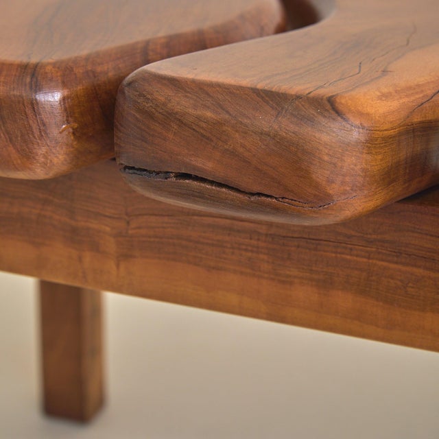 French Brutalist Olive Wood Coffee Table, 1960s For Sale - Image 11 of 11