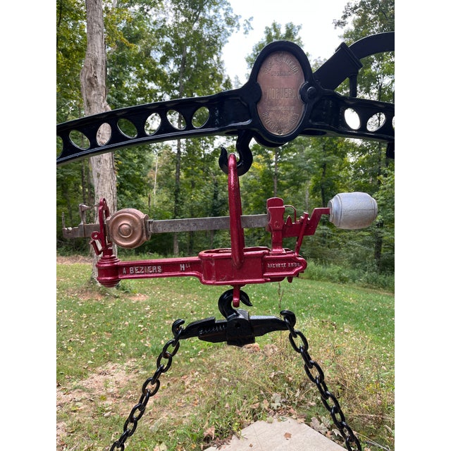 Early 19th Century Vintage French Wine Barrel Scale in Forged Steel by Noguera For Sale - Image 5 of 5