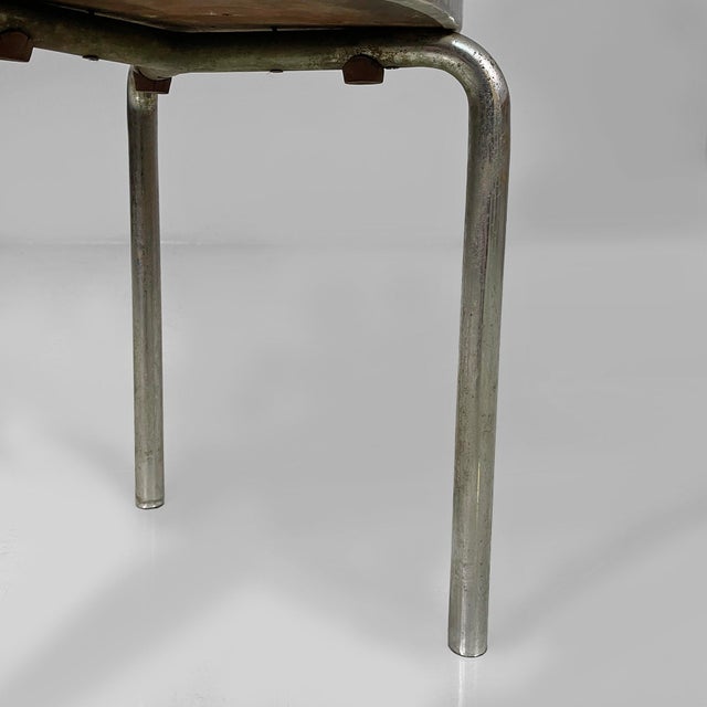 Mid-Century Modern Italian Round Stool in Metal and Red Laminate, 1960s For Sale - Image 11 of 13