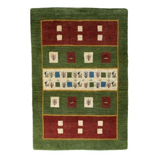Hand-Knotted Gabbeh Nomad Rug in Wool For Sale
