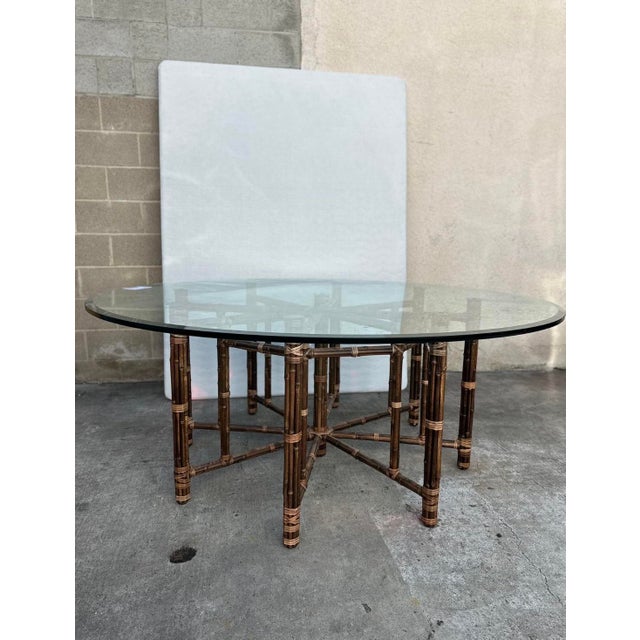 Mid-Century Modern Large Elegant Restored Vintage Circular Dining or Center Table by McGuire . For Sale - Image 3 of 8