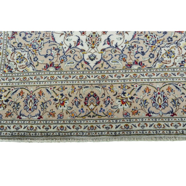 Beige Hand-Knotted Kashan Oriental Rug For Sale - Image 8 of 13