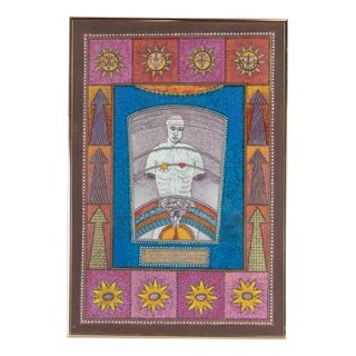 Mino Meno, Man and Universe, Oil Painting, 1970s For Sale