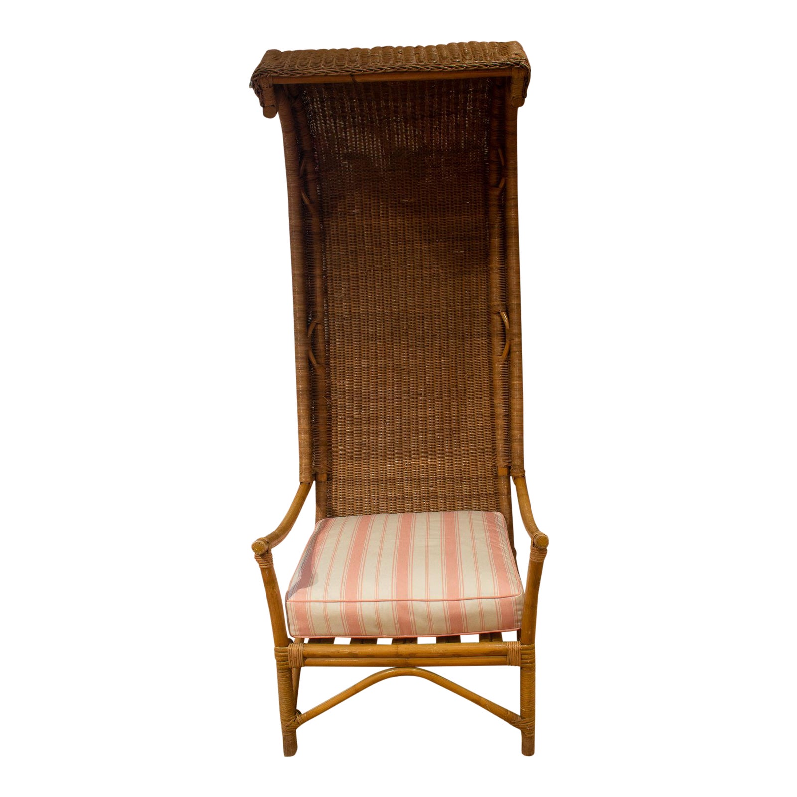 late 20th century wicker and bamboo canopy chair