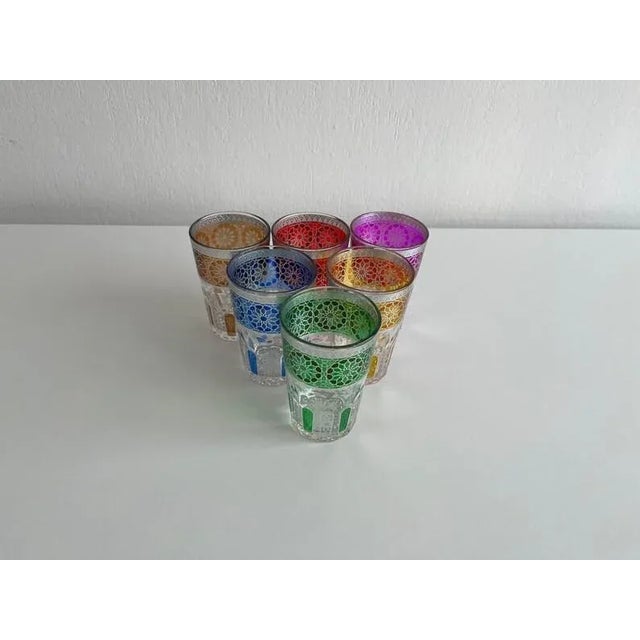 Glass Pack 6 Cups of Moroccan Balar Tea For Sale - Image 7 of 7