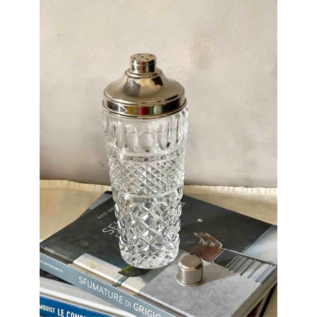 Vintage Cut Glass and Silver Plated Bar Set of Jug and Shaker, Italy, 1950s, Set of 2 For Sale - Image 4 of 11