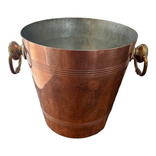 Antique Copper and Brass French Wine or Champagne Cooler Ice Bucket For Sale