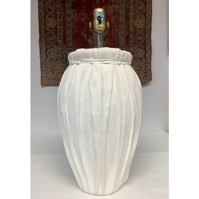 Really special off-white plaster lamp in a trompe l'oeil manner after John Dickinson mimicking draped textured fabric or...