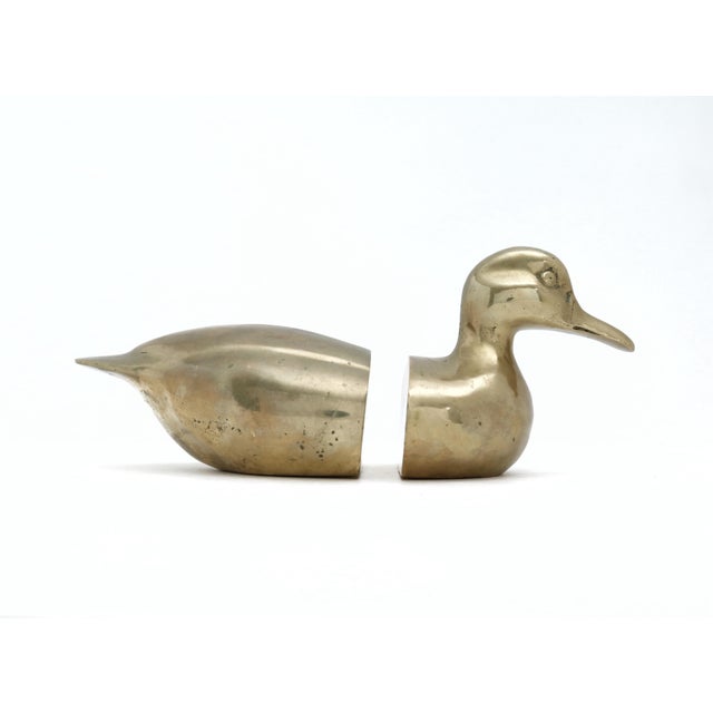 1970s Vintage Brass Duck Decoy Bookends For Sale - Image 4 of 9