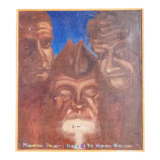 Mid-Century Oil Painting "Night of the Western Warlocks" Signed For Sale
