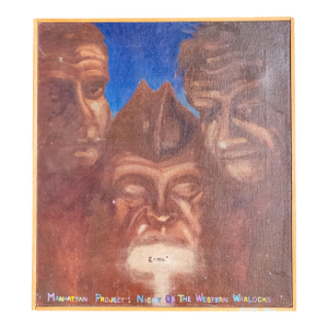 Mid-Century Oil Painting "Night of the Western Warlocks" Signed