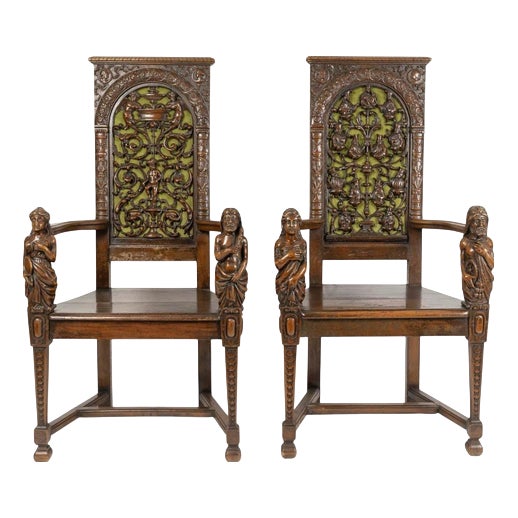 19th Century Neo-Renaissance Armchairs, 1860s For Sale