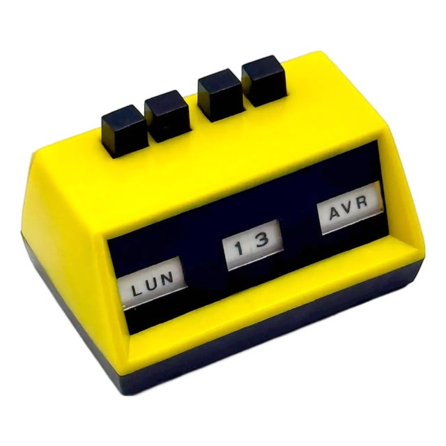 French Perpetual Calendar in Lemon Yellow, 1970s For Sale