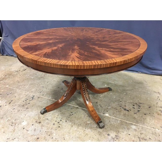 Traditional Round Mahogany Georgian Style Pedestal Table by Leighton Hall Made-To-Order For Sale - Image 3 of 10