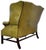 English Mid 20th Century Vintage Olive Green Tufted Leather Wingback Settee With Nailhead Trim For Sale - Image 3 of 12