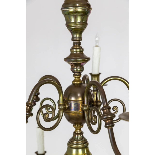 1920s Dutch Baroque 2-Tier Brass Scroll Candlestick Chandelier For Sale - Image 5 of 13