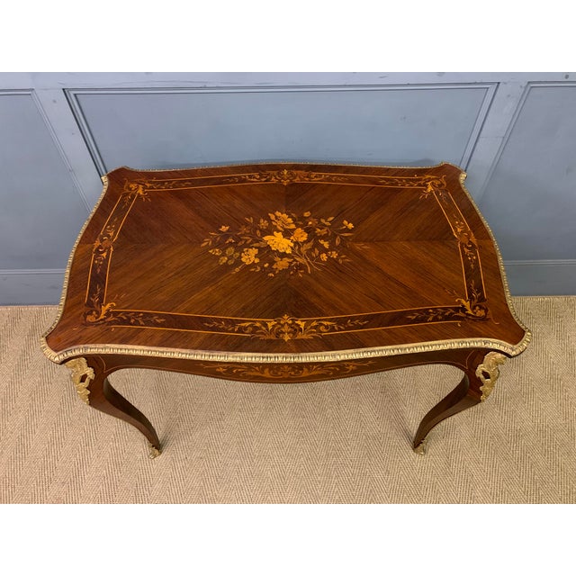 Inlaid Rosewood Floral Marquetry Table, 1880 For Sale - Image 11 of 15