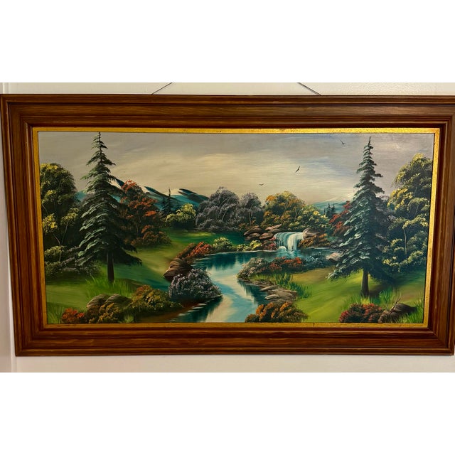 This original oil painting by Mamie Sherlock and signed M Lock features rich textured brushstrokes, indicating a thick...