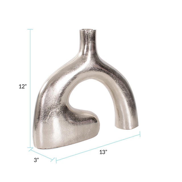 Contemporary Shirin- Polished Silver Reverse Vase in Cast Aluminum- Tall For Sale - Image 3 of 11