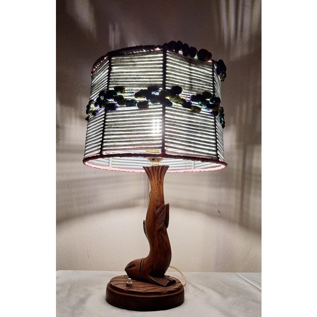 Vintage Table Lamp with Carved Maple Base from Lamplove, 1970s For Sale - Image 3 of 8
