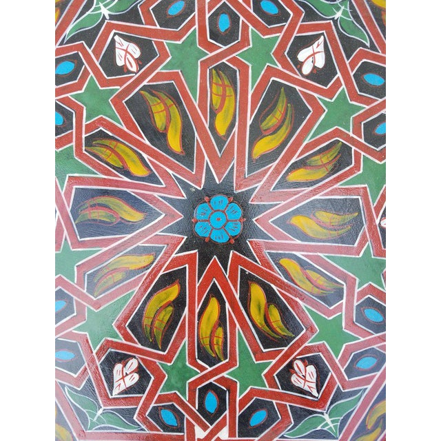 2010s Moroccan Hexagonal Hand Painted Wooden End Table For Sale - Image 5 of 7
