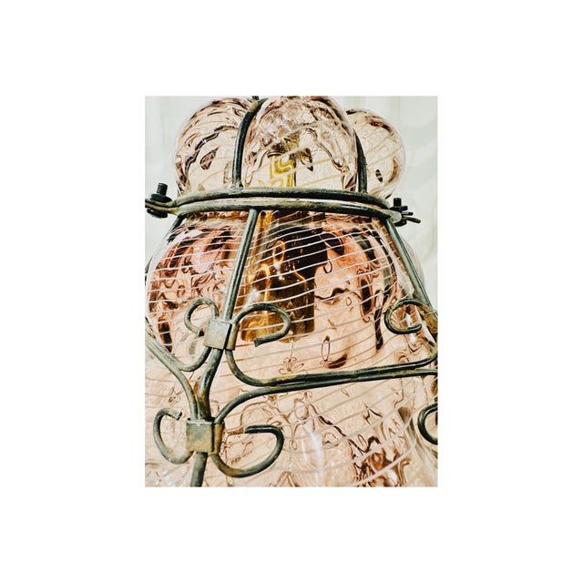 Amethyst Vintage Murano Caged Filigrana Glass Lantern Attributed to Seguso, Amethyst Glass For Sale - Image 8 of 12