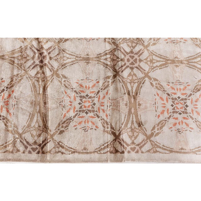 Modern Tibetan Silk Rug – “Cinnamon Lattice” Design by Doris Leslie Blau Size: 8'0" × 10'0" (243 × 304 cm) Artfully...