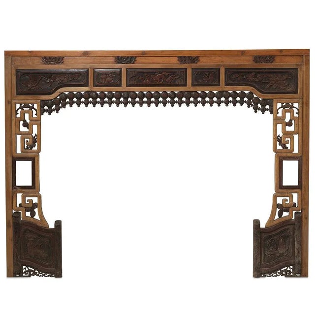 Brown Chinese Marriage Bedframe in Fascia with Scroll Feet For Sale - Image 8 of 8