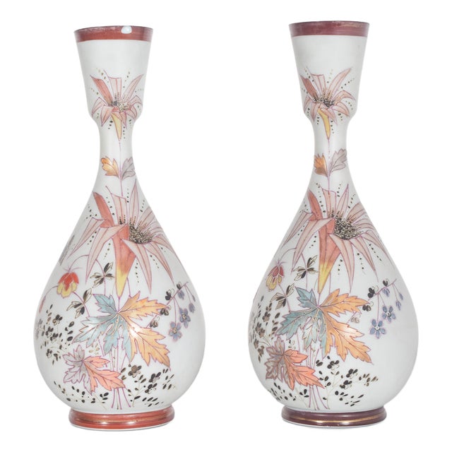 Round Porcelain Jugs with Polychrome Decoration, 1950s, Set of 2 For Sale