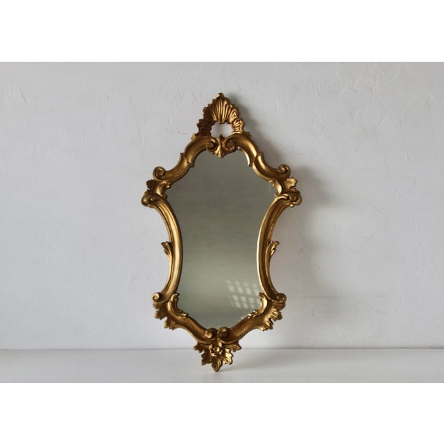 Italian Rococo Giltwood Style Wall Mirror Carved Scrollwork Frame Vintage For Sale - Image 14 of 14