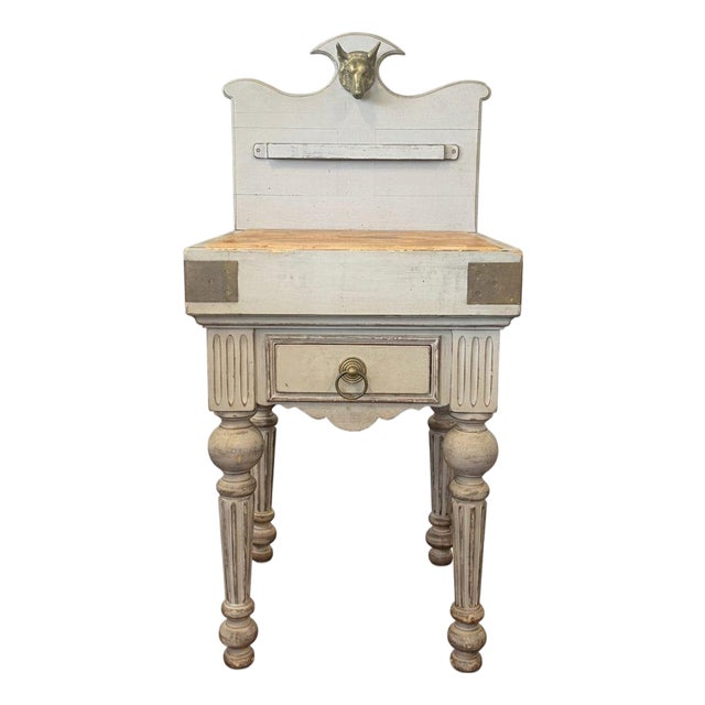 Early 20th Century French Provincial Butcher's Block With Brass Details For Sale