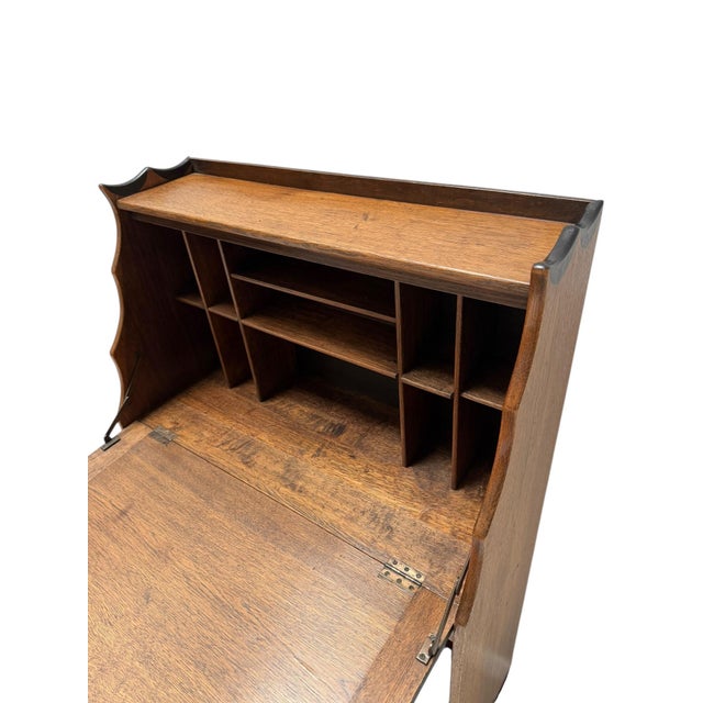 Brown Art Deco Amsterdam School Drop-Leaf Desk by Willem Penaat for Metz and Co, 1920s For Sale - Image 8 of 13
