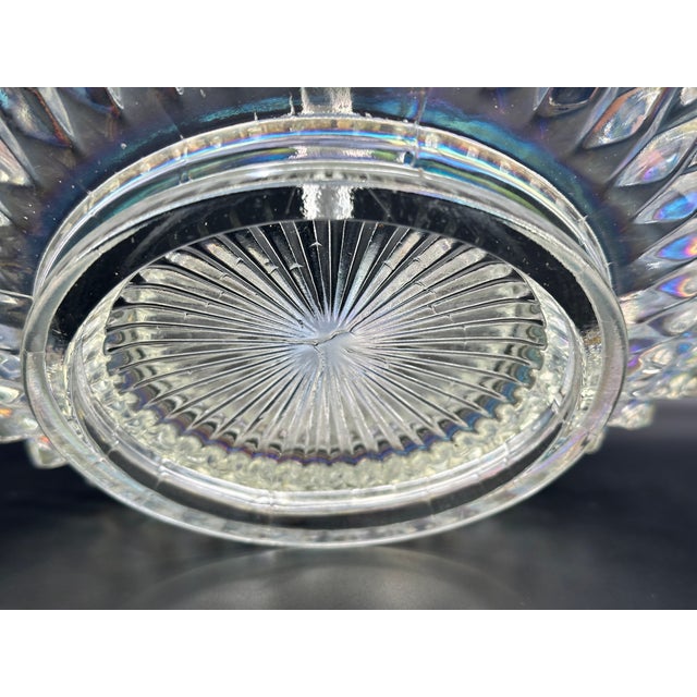 Large Iridescent Pressed‑Glass Centerpiece Basket With Handle For Sale - Image 9 of 9