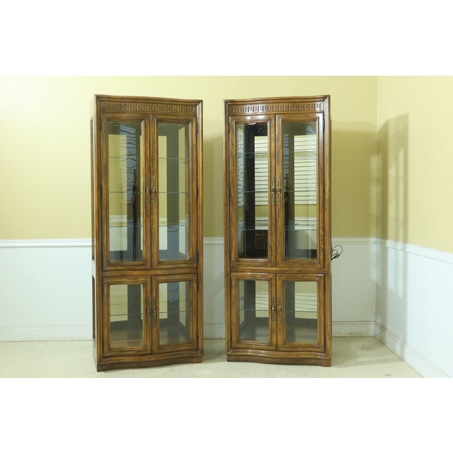 Pair Drexel Curved Glass 4 Door Curio Chairish