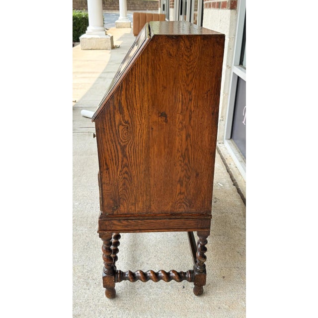C1900 Oak Barley Twist Secretary Desk For Sale - Image 10 of 12