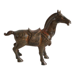 Chinoiserie Bronze Tang Dynasty-Style Standing Horse For Sale