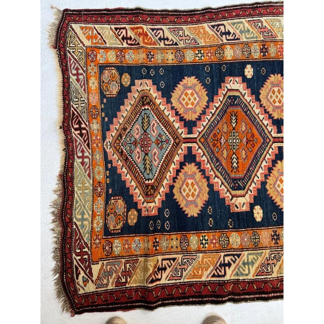 Early 20th Century INDIGO CHILD Collectable Caucasian Rug 3.10 x 4.9 For Sale - Image 9 of 9
