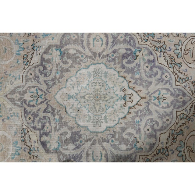 1970s Vintage Persian Handmade Wool Cotton Blue Area Rug For Sale In San Francisco - Image 6 of 11