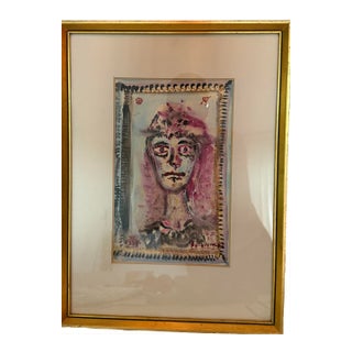 Tochkowitch Uroš Tošković Original Signed Ink Drawing 1984 Yugoslavian/Montenegrin Expressionist Art Framed For Sale