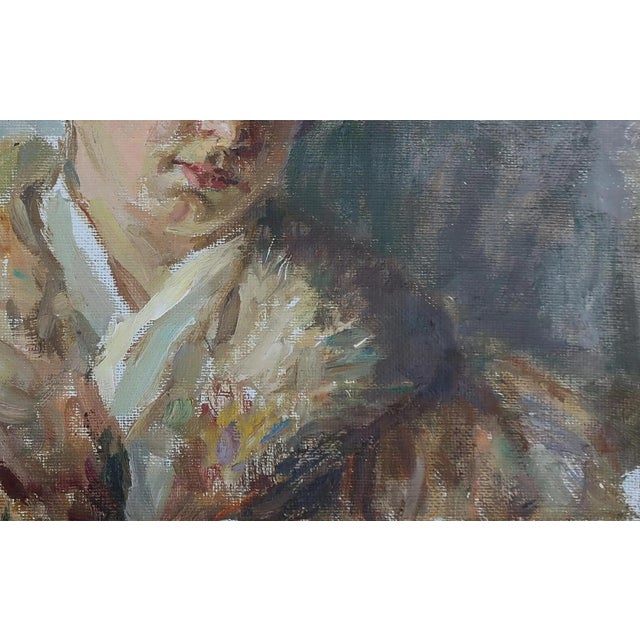 Antique Oil Portrait Painting: Young Girl by Ukrainian Artist Sokolovsky, 1970 29-48 For Sale - Image 6 of 6