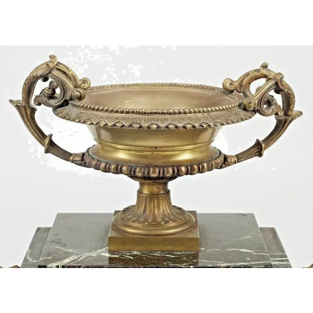 19th Century 1800's Antique French Napoleon Iii, Marble, Mantel, Clock & Garnitures, Set of 3 For Sale - Image 5 of 7
