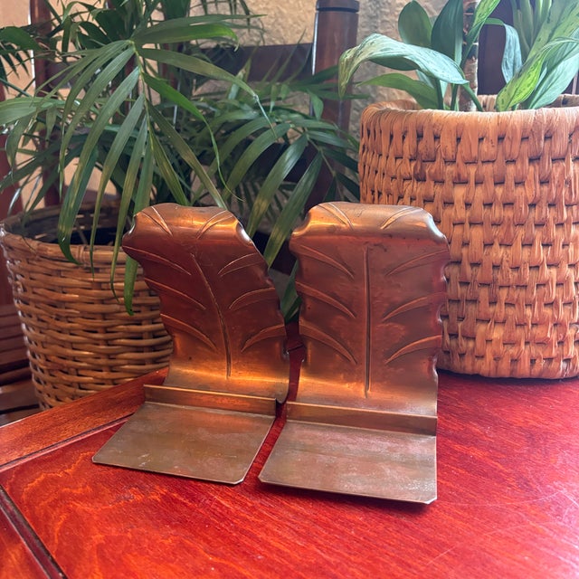 1980s 1980s Pair Copper Feather Bookends For Sale - Image 5 of 6